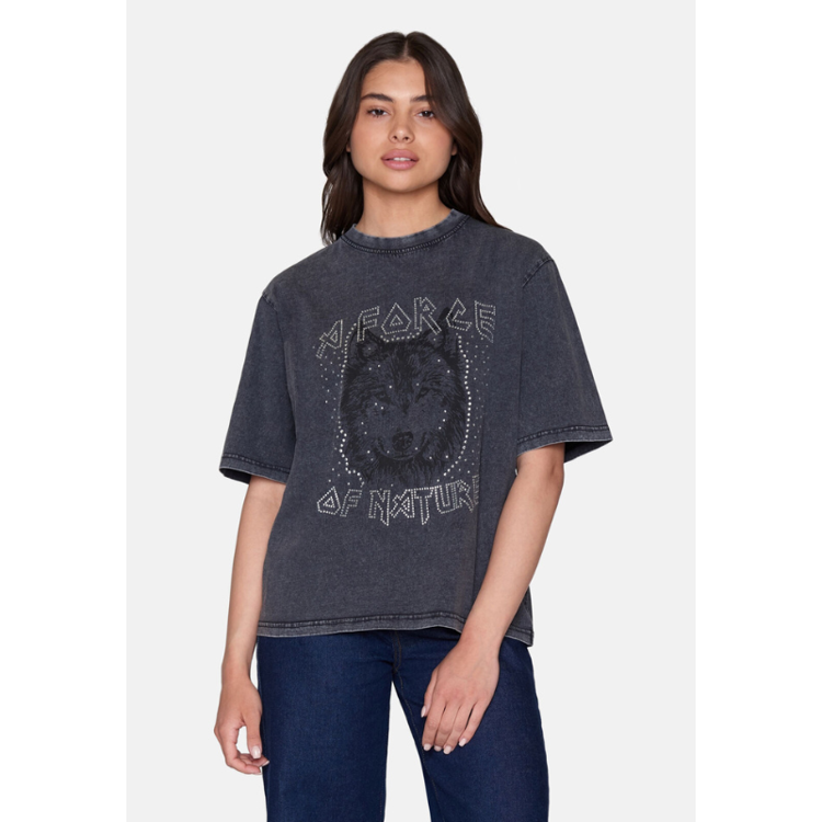 Helga t-shirt - D. grey/stone