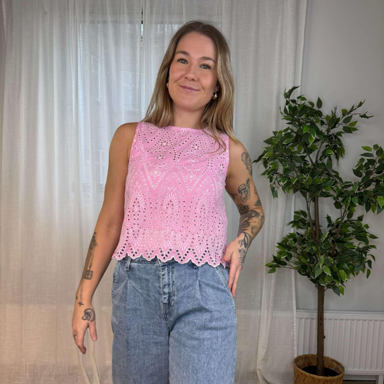 Onltulum top - Fuchsia pink/bright white