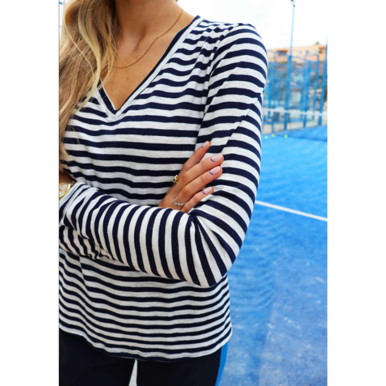 Ulla bluse - Navy white stripe