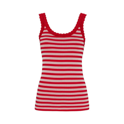 Isa rib top - Rosso/bianco