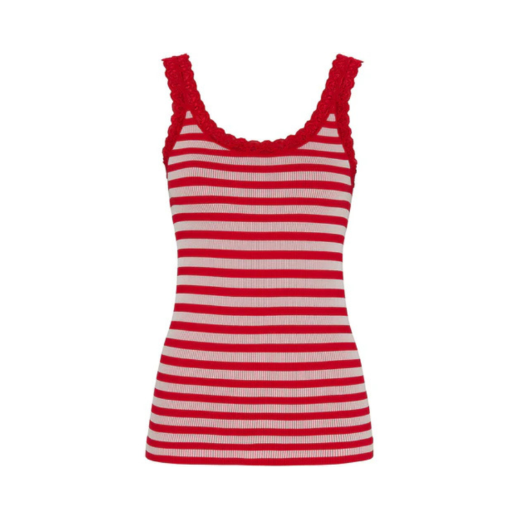 Isa rib top - Rosso/bianco