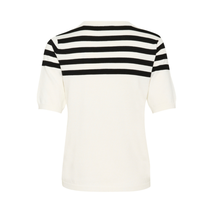 Kalizza strik bluse - Chalk/black half stripe