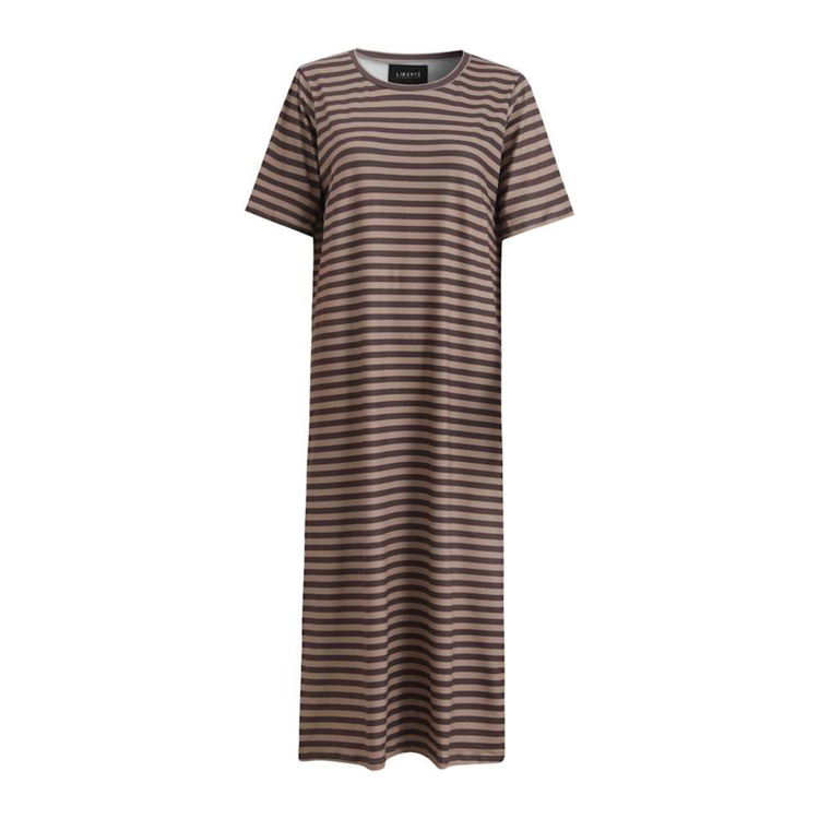 Alma t-shirt kjole - Brown stripe