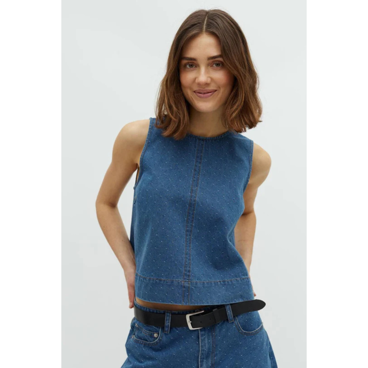 Rihne top - Midt blue dot