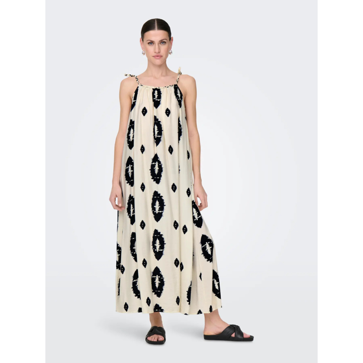 Onlelanor kjole - Cloud dancer/w black