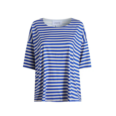 Alma t-shirt - Stripe ivory cobolt
