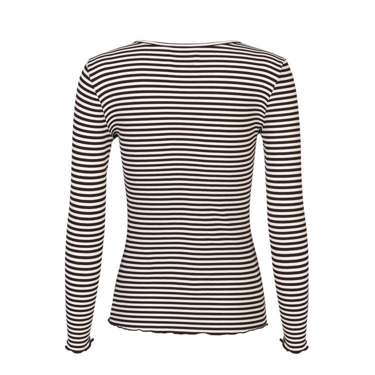 Natalia bluse - D. brown creme small stripe