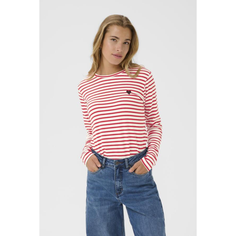 Liddy bluse - Chalk/true red-fudge