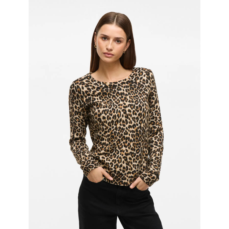Viril strik bluse - Birch/leopard