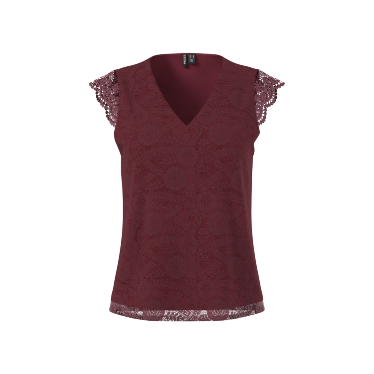 Pcolline v-hals top - Tawny port