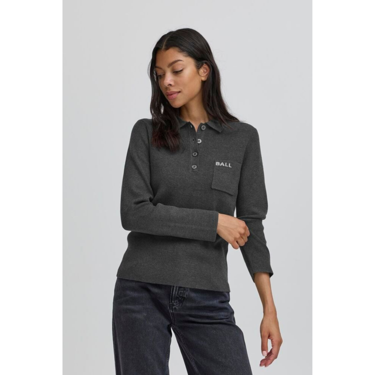 Bamarietta strik polo - Dark grey melange