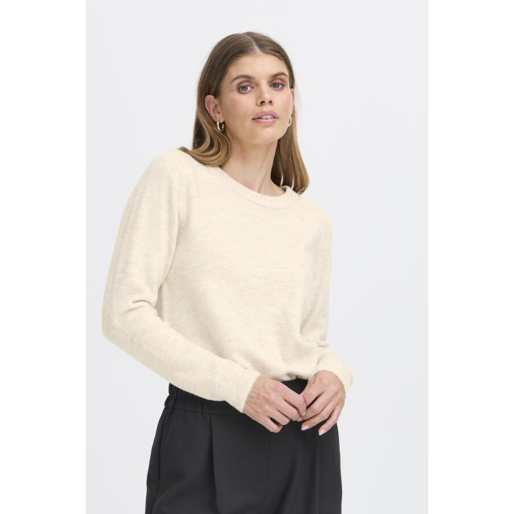 Frellis strikbluse - Limestone melange