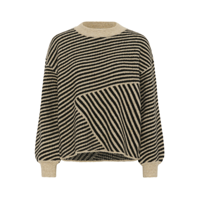 Kaverana strikbluse - Feather grey melange/black