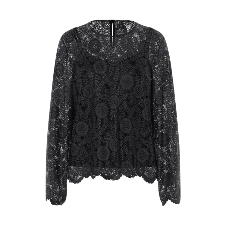 Pcolline lace bluse - Black