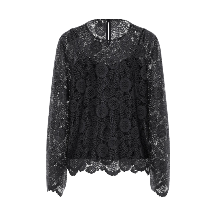 Pcolline lace bluse - Black