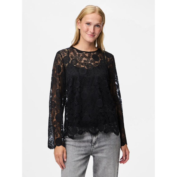 Pcolline lace bluse - Black