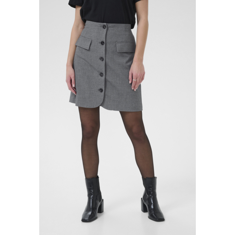 Kaellie nederdel - Grey melange/chalk stripe