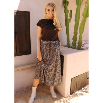 Alma nederdel - Mocca brown lace