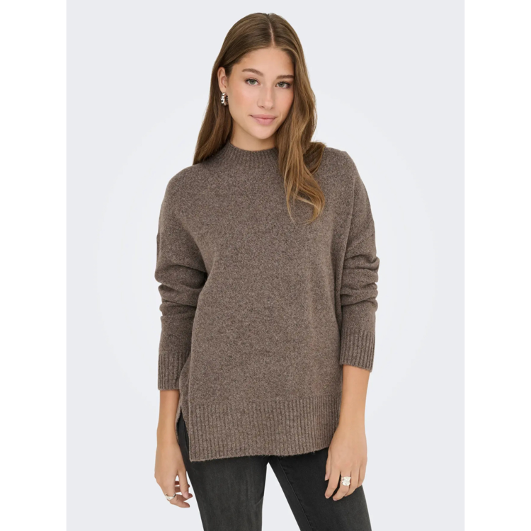 Onlhazel strikbluse - Brown lentil