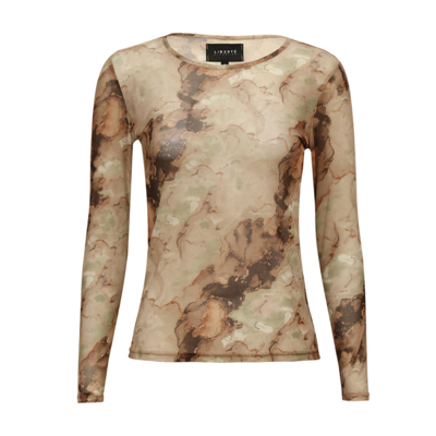 Mesh bluse - Brown gold marble