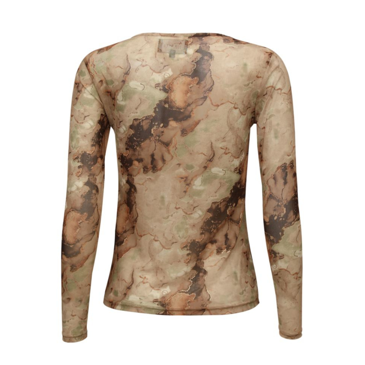 Mesh bluse - Brown gold marble