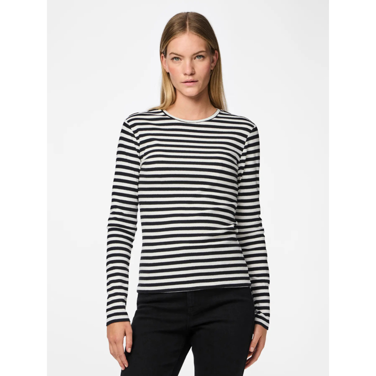 Pcruka bluse - Cloud dancer/black