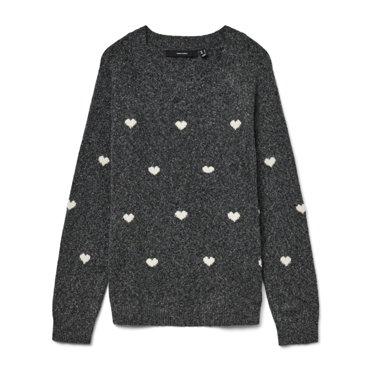 Vmdoffy strik - Dark grey melange/w. white heart