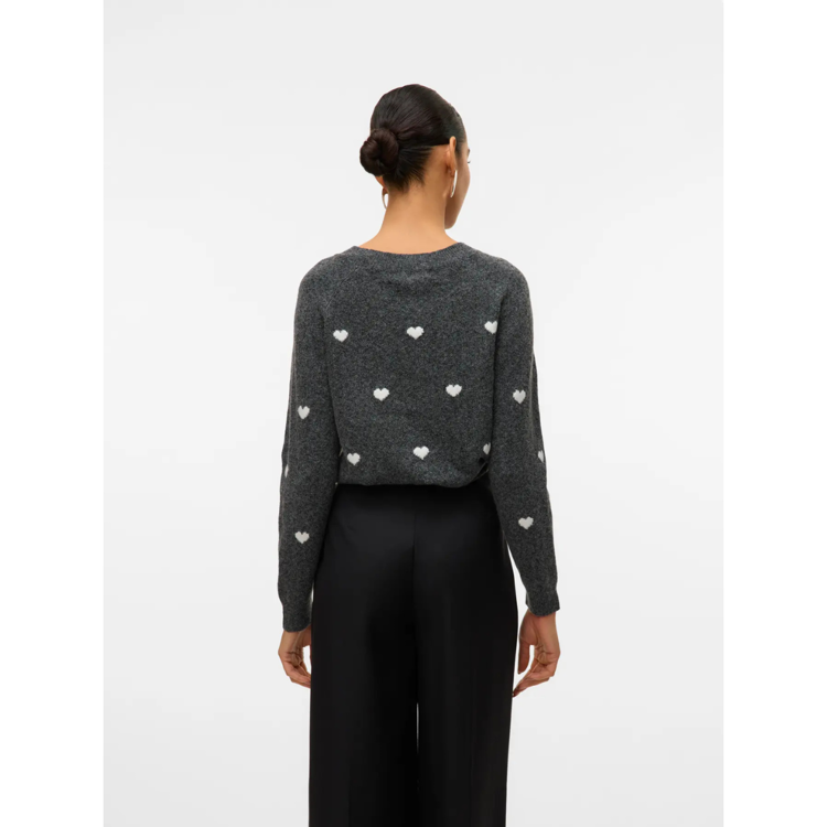 Vmdoffy strik - Dark grey melange/w. white heart