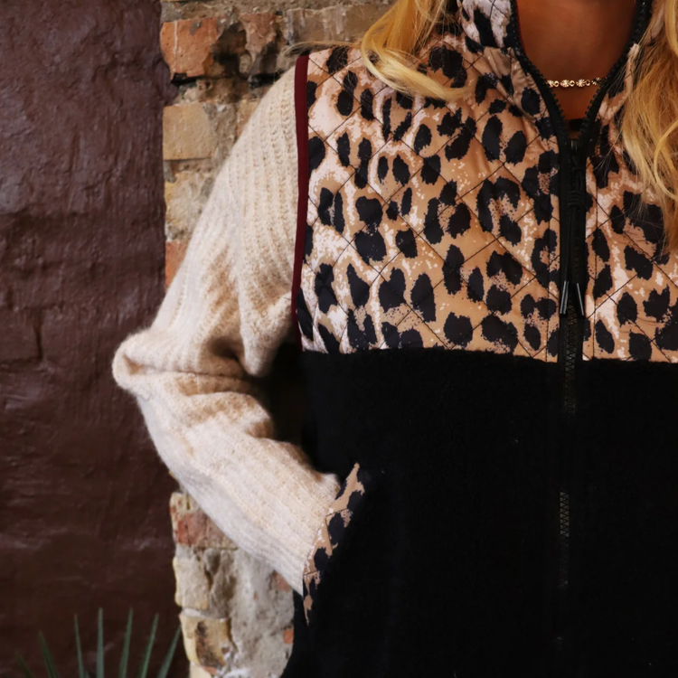 Teddy vest - Lux leo black bordeaux