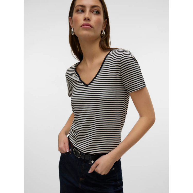 Vmpepper v-hals t-shirt - Birch/black