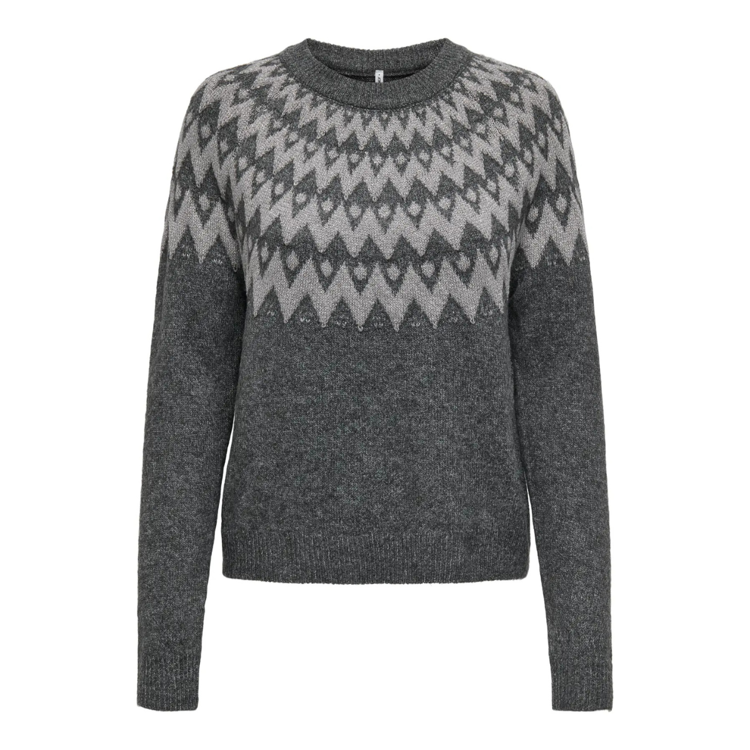 Onlfry strikbluse - Dark gey melange/silver glitte