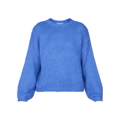 Lidar strikbluse - Bright cobalt