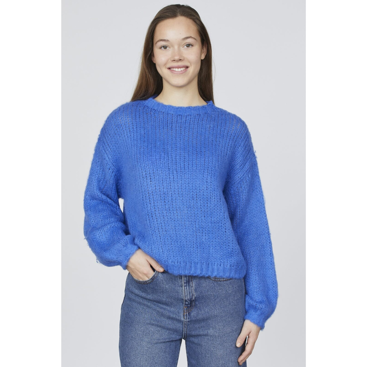 Lidar strikbluse - Bright cobalt