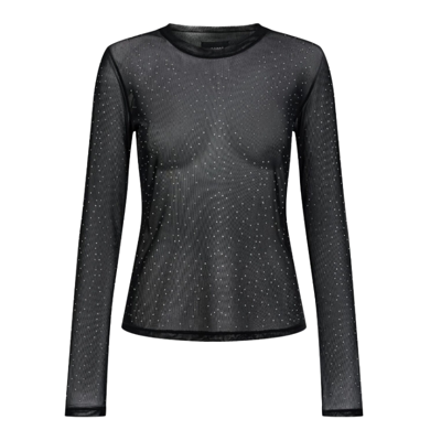 Mesh sparkle bluse - Black diamond dot