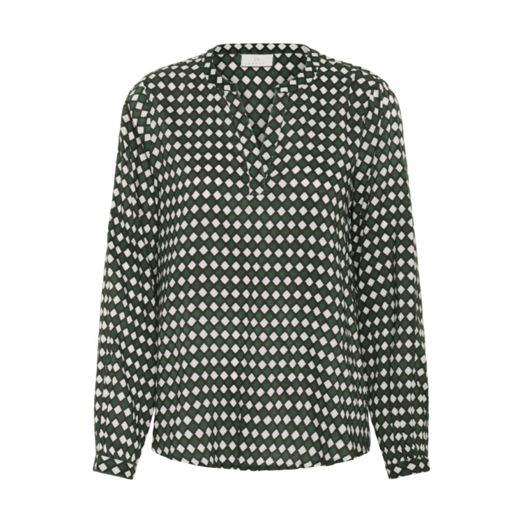 Kasary bluse - Dark green/diamond print