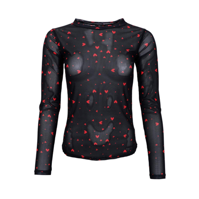 Bcannie mesh bluse - Black red heart