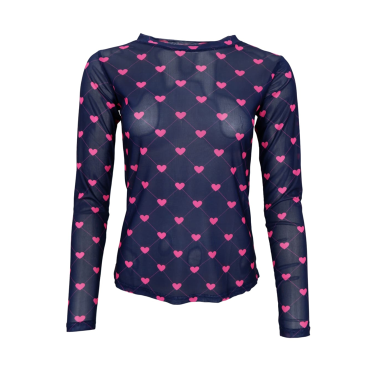 Bcannie mesh bluse - Navy pink heart